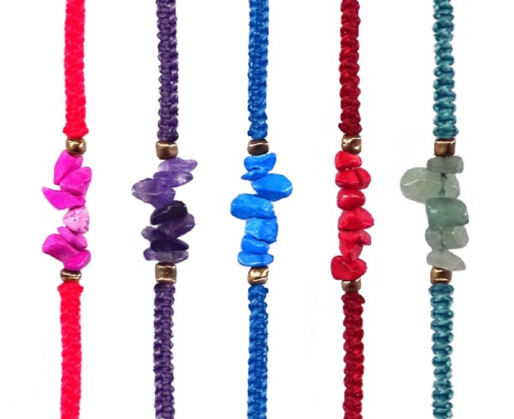 Braided Friendship Bracelet with Stone Chips