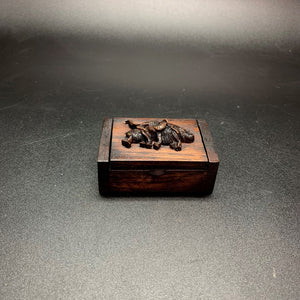 Carved Elephant Topped Wooden Box