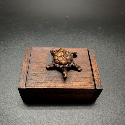 Carved Turtle Topped Wooden Box