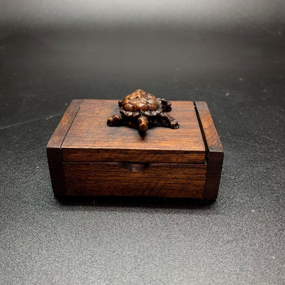 Carved Turtle Topped Wooden Box