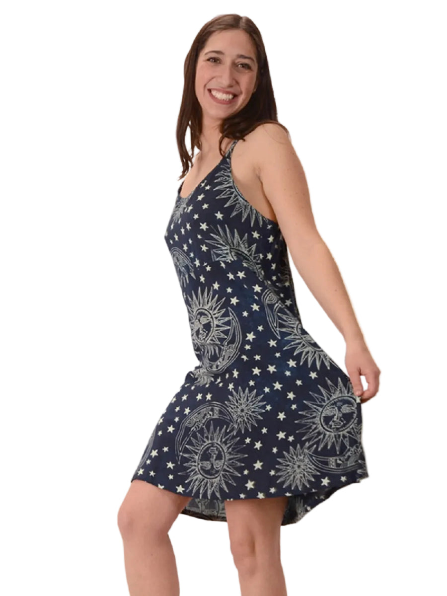 Celestial Print Rayon Short Dress SALE