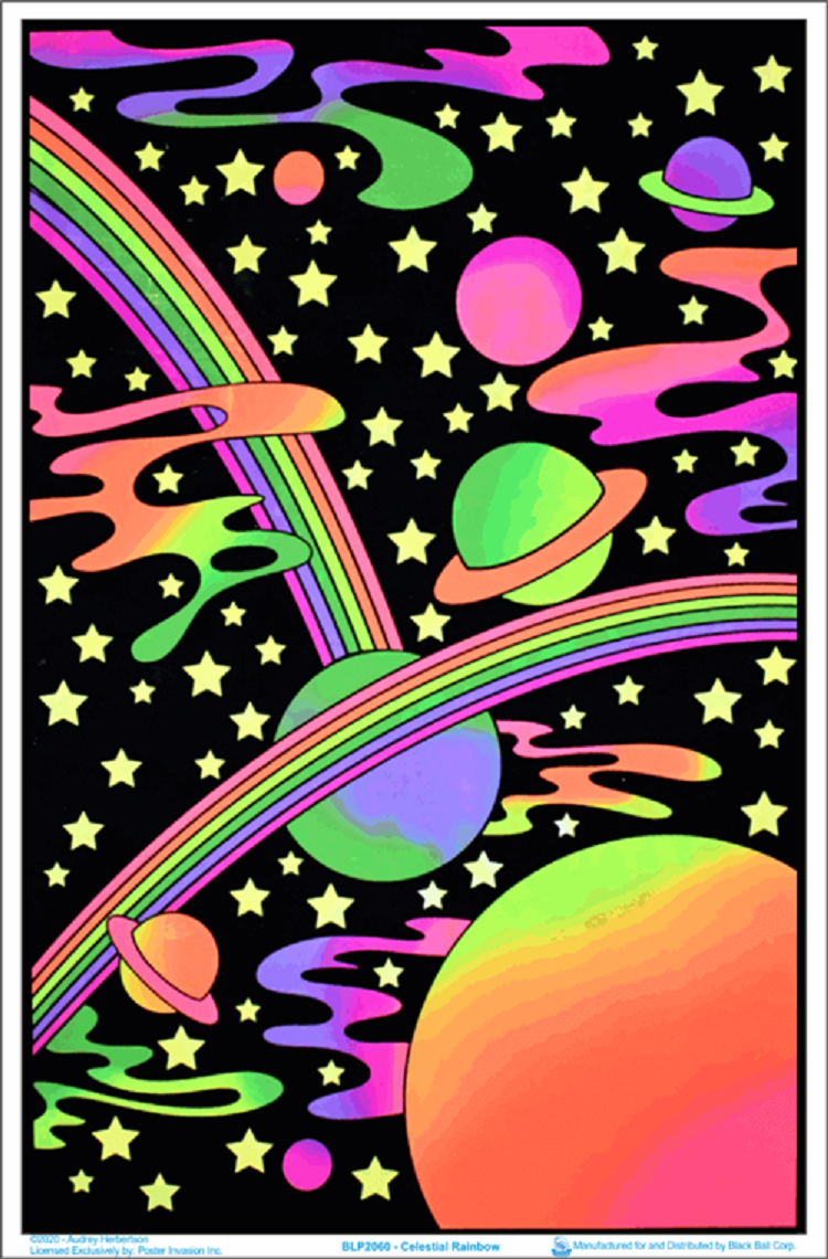 オードリーハーバートソン作 宇宙　天空の虹　土星 ブラックライトポスター Celestial-Rainbow-Black-Light-