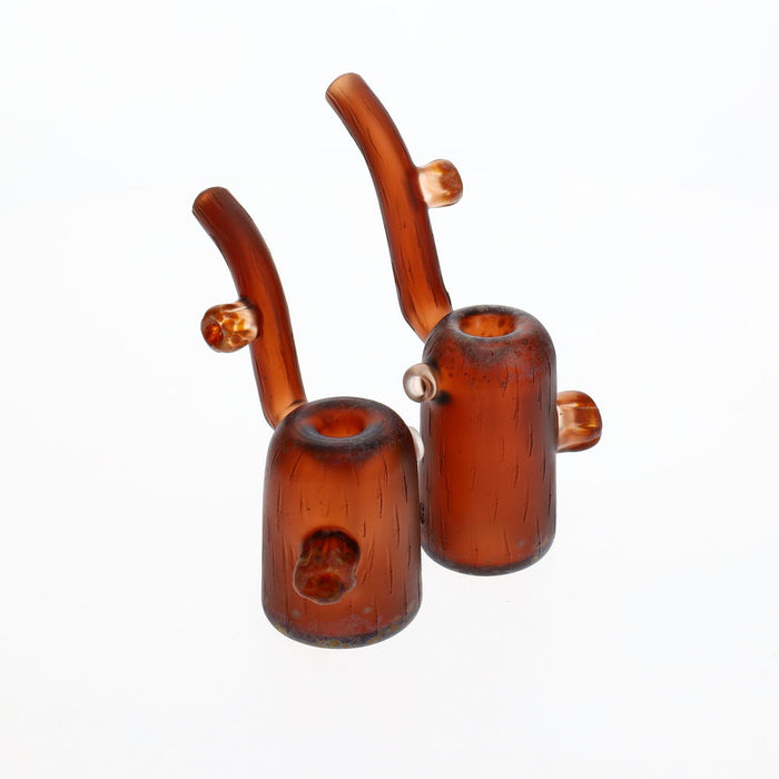 Chad G Glass Sandblasted Woodgrain Stump Push Bubbler SALE