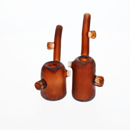 Chad G Glass Sandblasted Woodgrain Stump Push Bubbler SALE