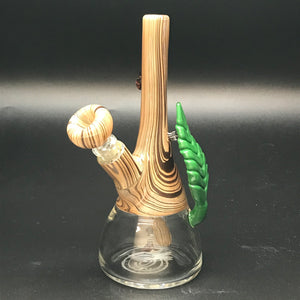 Chad G Glass Wood Grain Clear Bottom Mini Tube with Leaf #1