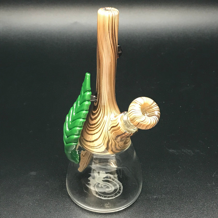 Chad G Glass Wood Grain Clear Bottom Mini Tube with Leaf #2