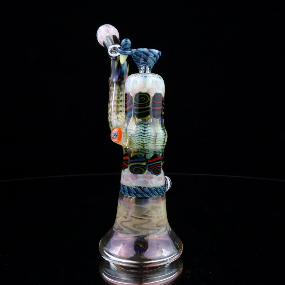 Chunk Glass Blue Thumbprint Bubbler