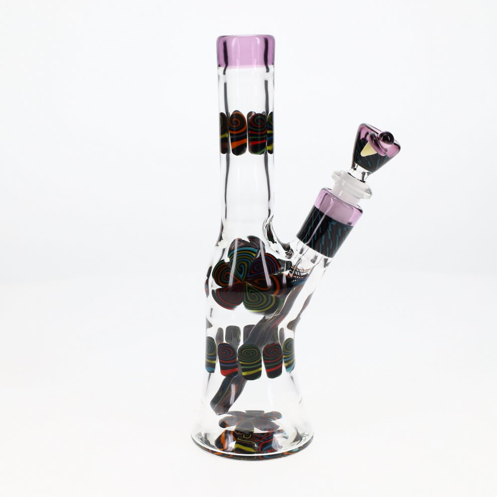 Chunk Glass Clear Thumbprint Purple Tube