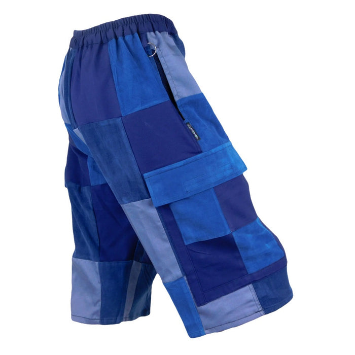 Classic Corduroy Cargo Patchwork Shorts - Blue