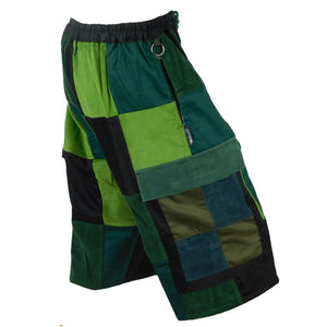 Classic Corduroy Cargo Patchwork Shorts - Green