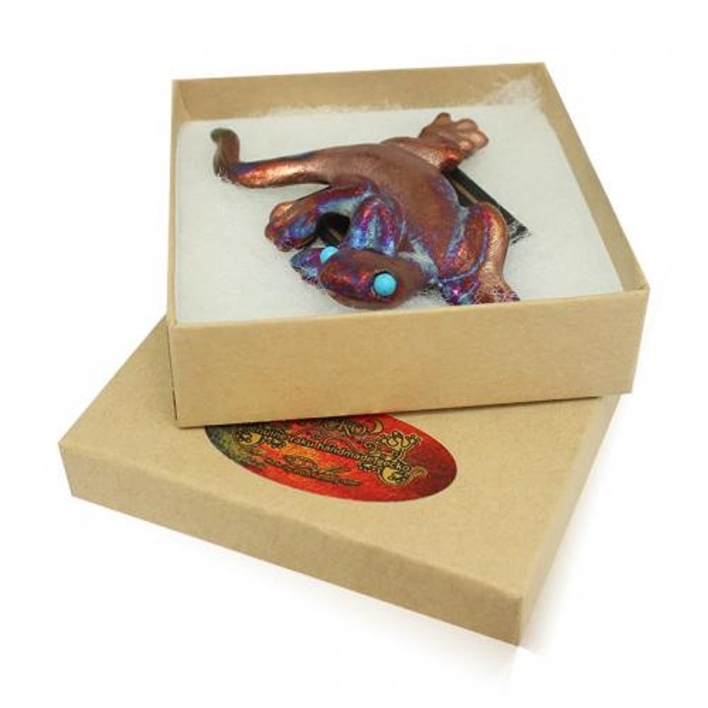 Raku Potteryworks Copper Gecko Figurine - Small