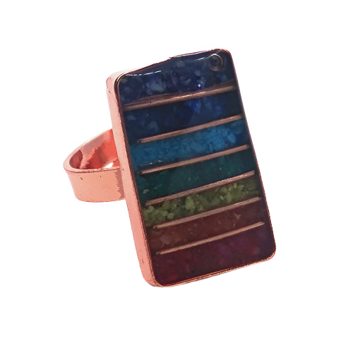 Copper Chakra Inlay Ring