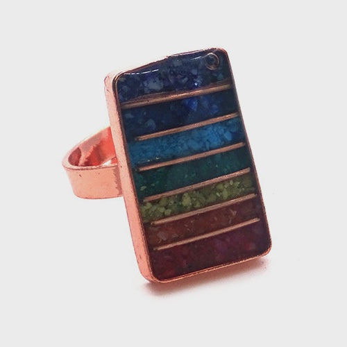 Copper Chakra Inlay Ring