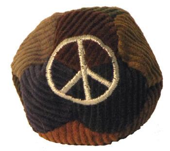 Corduroy Patchwork Hacky Sack with Peace Sign Embroidery