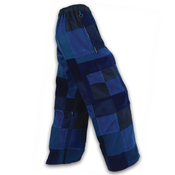 Corduroy Patchwork Pants Zip Off - Blue