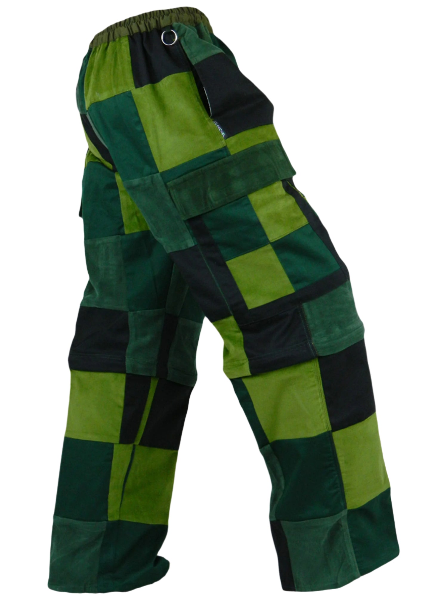 Corduroy Patchwork Pants Zip Off - Green