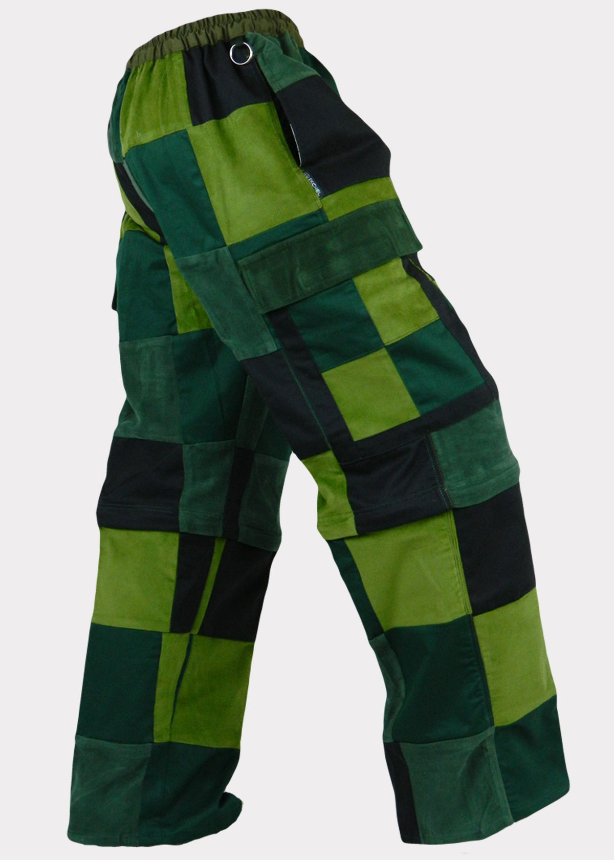 Corduroy Patchwork Pants Zip Off - Green