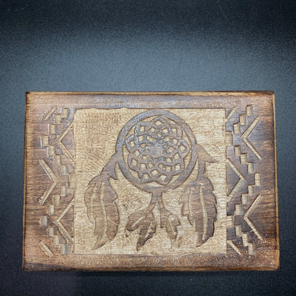 Dreamcatcher Carved Wooden Box