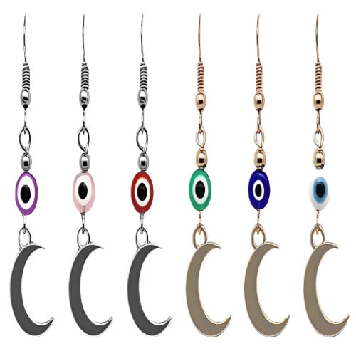 Evil Eye With Moon Earrings