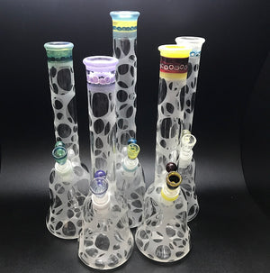 Oddball Glass Sandblasted Flower Tube with Worked Top SALE