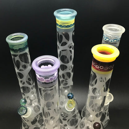 Oddball Glass Sandblasted Flower Tube with Worked Top SALE
