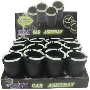 Fujima Self-Extinguishing Glow Car Ashtray - Black