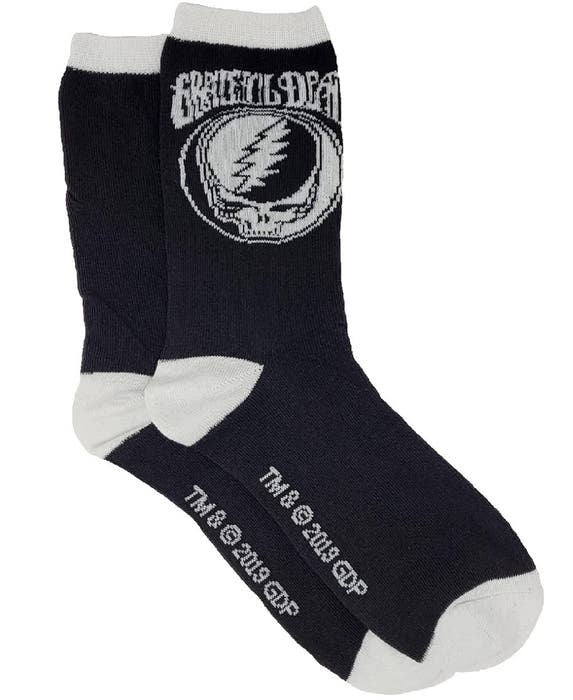 Grateful Dead Black and White Steal Your Face Novelty Socks