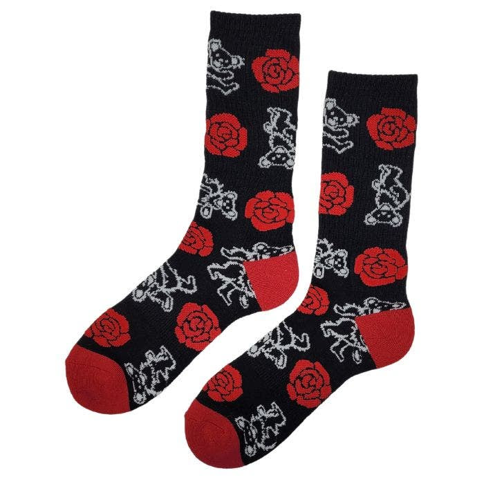 Grateful Dead Bears and Roses Pattern Socks