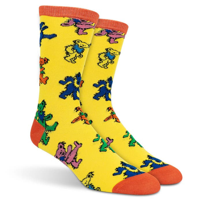 Grateful Dead Bears Toss Pattern Socks in Yellow