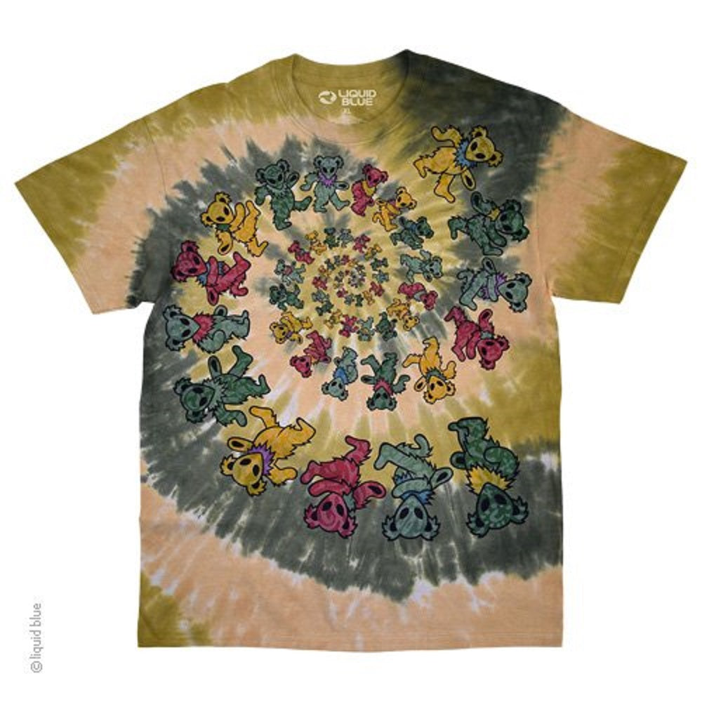 Silky Screens Grateful Dead Vintage Spiral Bears Tie-Dye T-Shirt Small