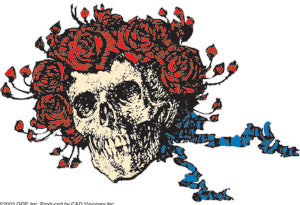 Grateful Dead Bertha & Roses Woodcut Sticker