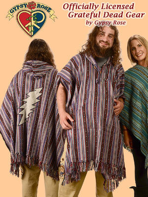 Grateful Dead Bolt Applique Brushed Gheri Poncho