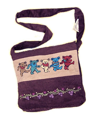 Grateful Dead Corduroy Tote Sack with Dancing Bears Embroidery