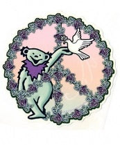 Grateful Dead Dancing Bear in Peace with Dove Sticker