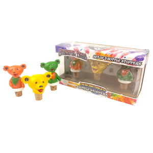 Grateful Dead Dancing Bears Bottle Stopper 3 Piece Set - Orange, Yellow, Green