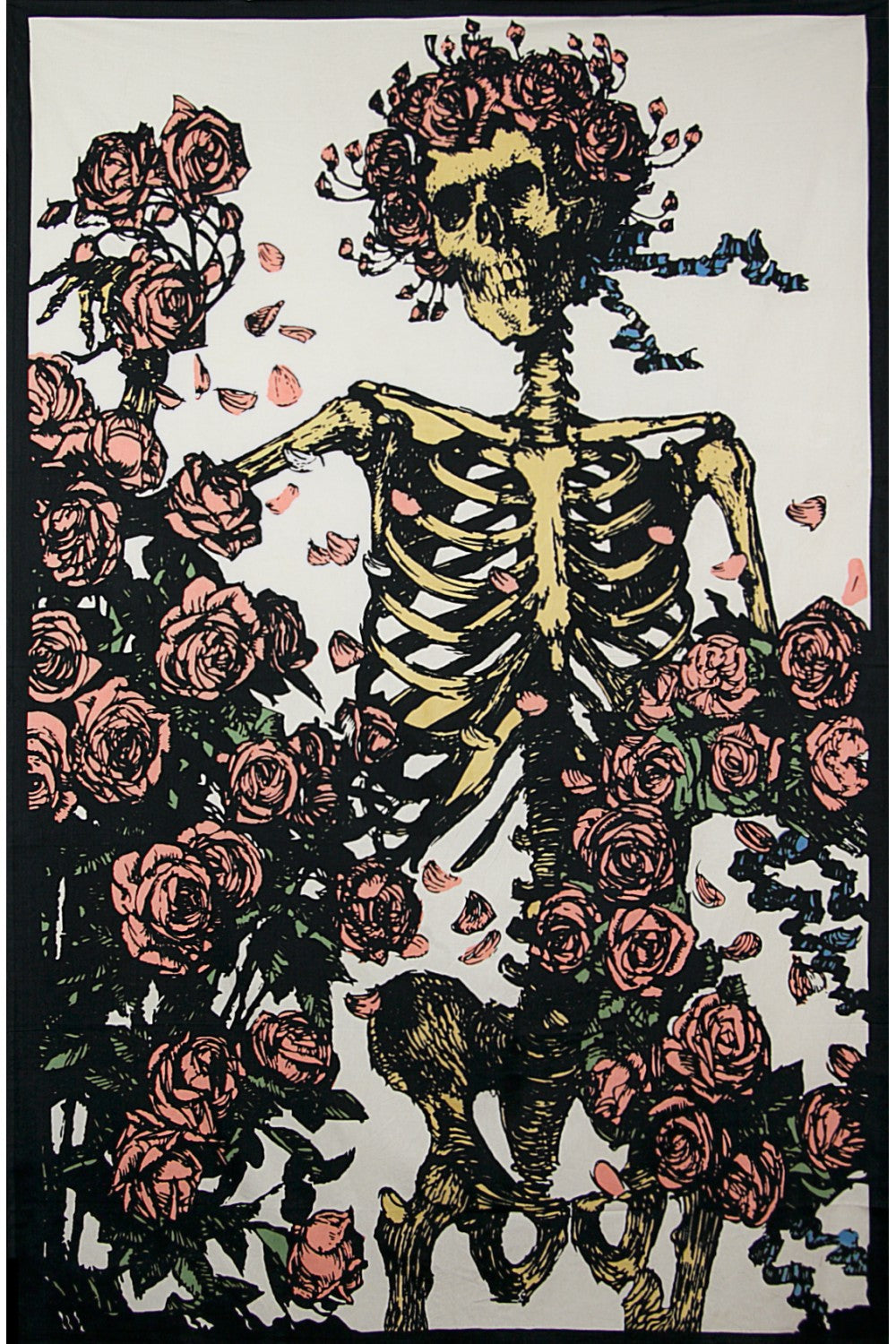 Grateful Dead Faded Bertha Skeleton and Roses Tapestry