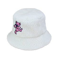Peter Grimm x Grateful Dead Pink Dancing Bear Bucket Hat in Cream