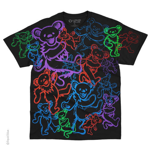 Grateful Dead Dancing Bears Black Licensed Graphic T-Shirt - X-Large