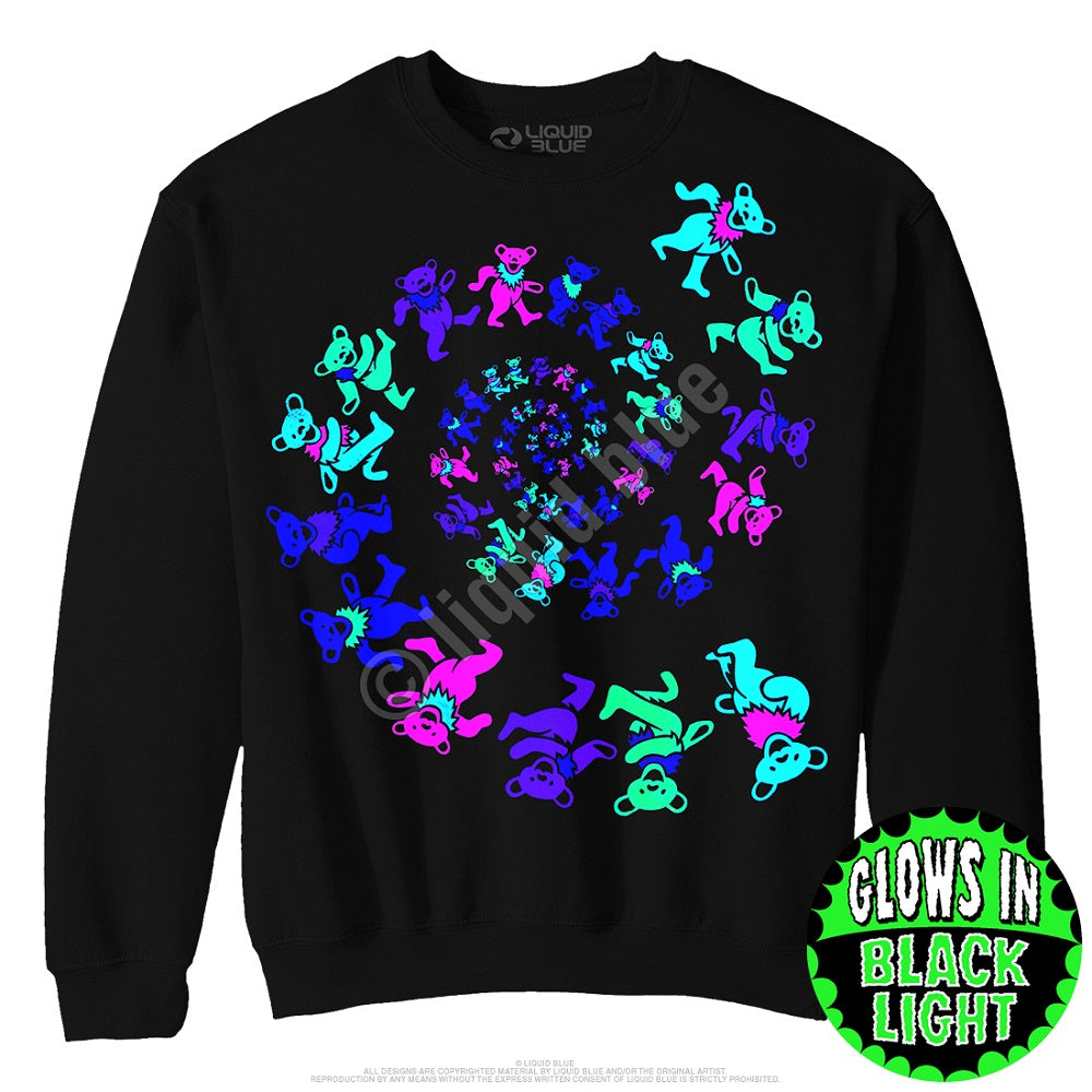 Grateful Dead Spiral Bears Blacklight Reactive Sweatshirt