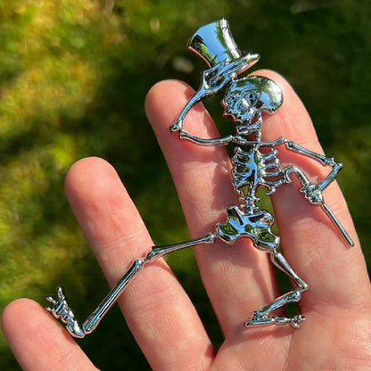 Grateful Dead The Dancing Skeleton Badge - Chrome