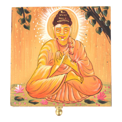 Hand Painted Buddha Square Wooden Box