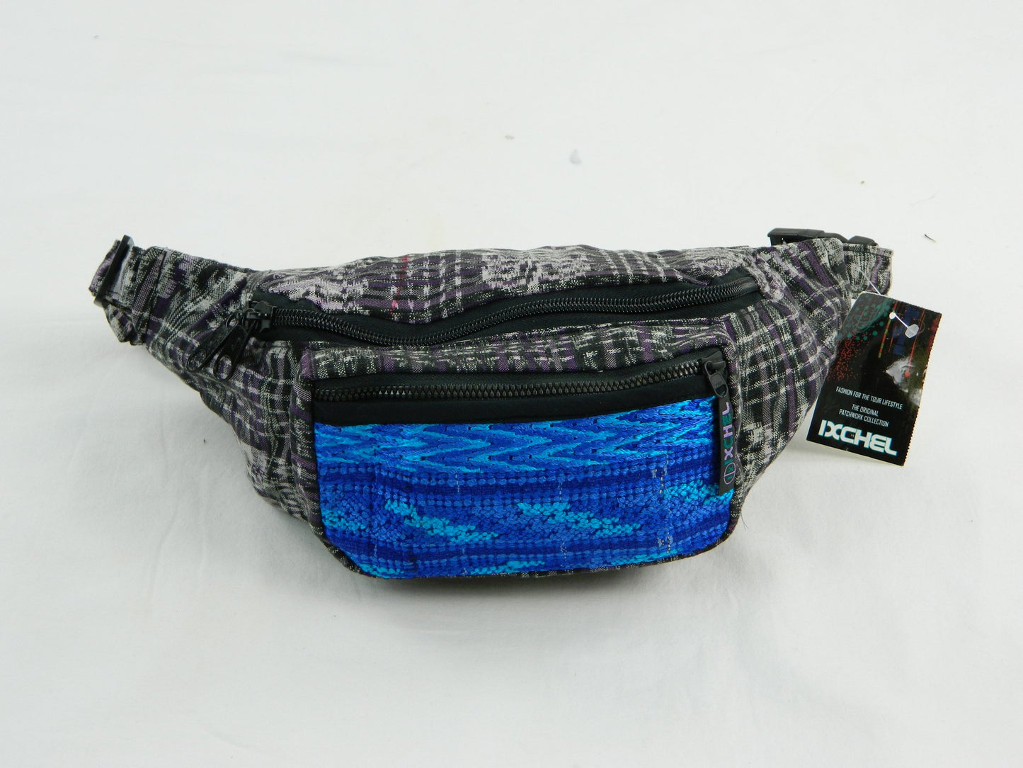 Hand Woven Cotton Fanny pack with Three Pockets & Brocade Accents