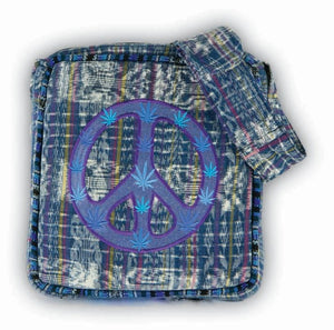 Ixchel Hand Woven Ikat Embroidered Leaf & Peace Bag