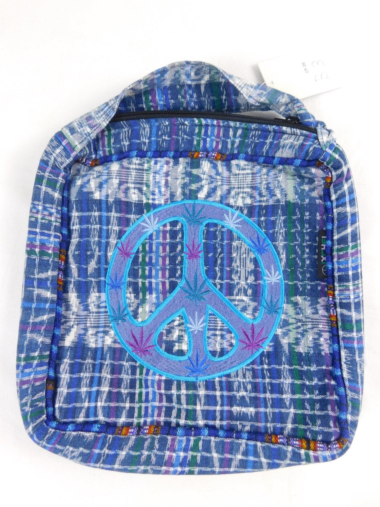 Hand Woven Ikat Embroidered Leaf & Peace Bag