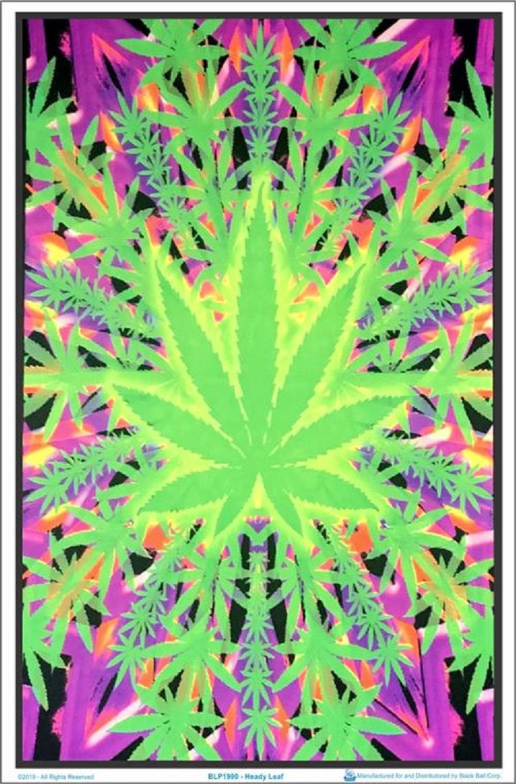 Heady Leaf Black Light Poster