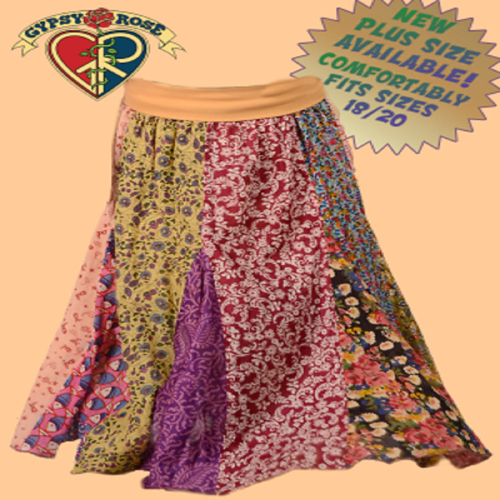 How Sweet It Is Yoga Waistband Printed Cotton Panel Skirt - 2X