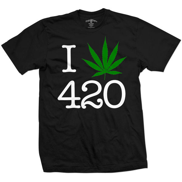 I Love 420 Pot Leaf Black T-Shirt