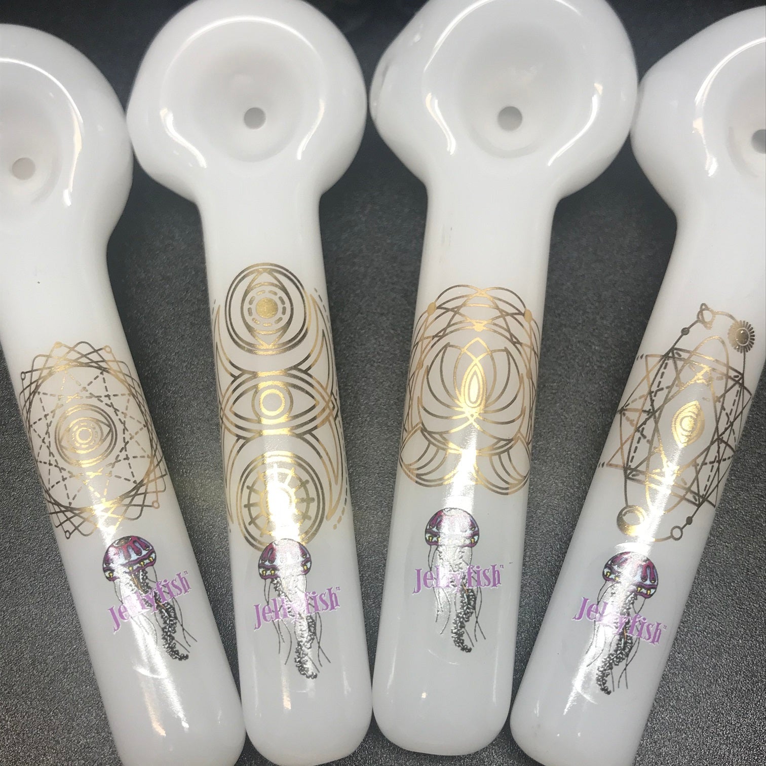 Jellyfish Glass Gold Sacred Geometry Pipe SALE