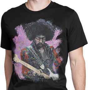 Jimi Hendrix Playing Guitar Splatter Art T-Shirt