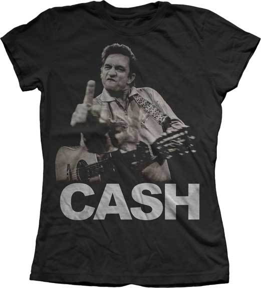 Johnny Cash Flippin' the Bird Ladies T-Shirt